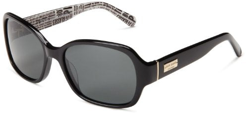 Kate Spade New York Women's Akira Rectangular Sunglasses, Black/Gray Polarized, 54 mm