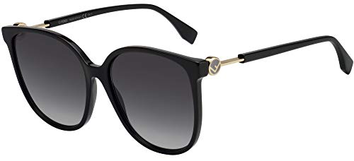 Fendi FF0374/S 807 Black FF0374/S Round Sunglasses Lens Category 3 Size 58mm