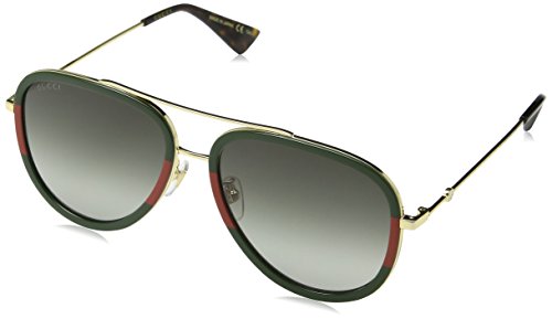 Gucci Women's Pilot Urban Web Block Aviator Sunglasses, Gold/Green, One Size